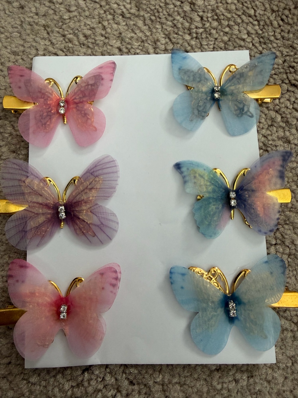 NWOT Aratta Silent Journey-Butterfly Hair Clips Set - Pastel Pink, Purple & Blue - Picture 13 of 14